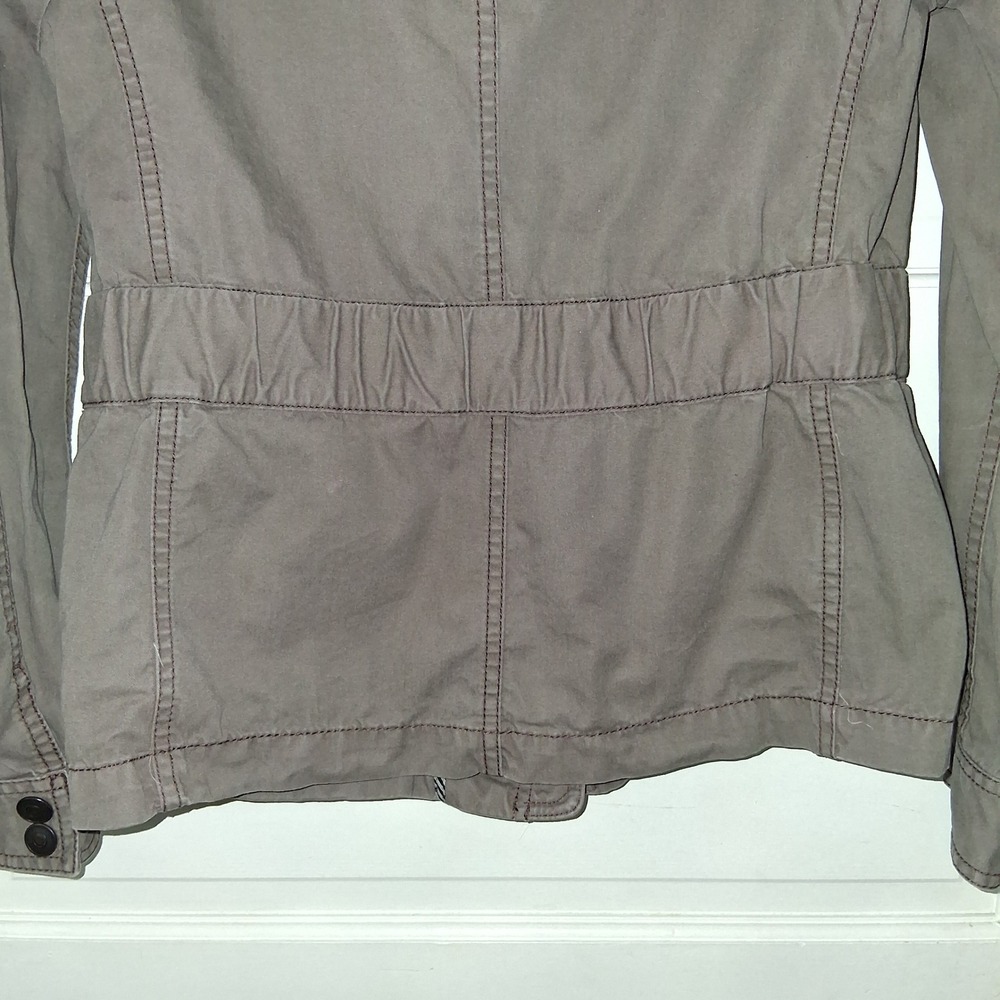 Ann Taylor LOFT Utility Field Jacket Olive Taupe Cotton Military Coat Womens 4P - Picture 14 of 16